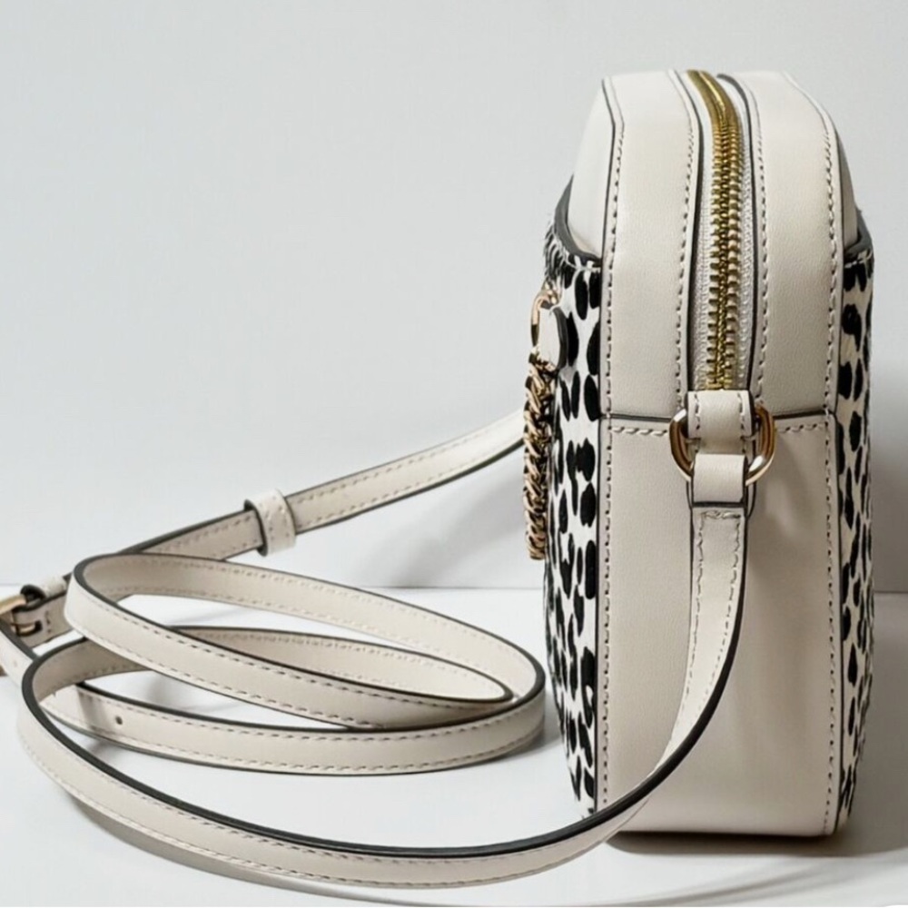 MICHAEL KORS JET SET ITEM CHAIN CROSSBODY BAG LIGHT CREAM MULTI CALF HAIR    NWT - Picture 2 of 16